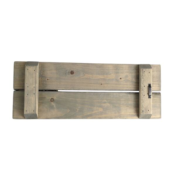 Rustic Wood Slat Wall Hook Hat Coat Rack 18x7" Gray Wash, Brass Double Scroll - Picture 3 of 7